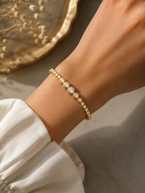 Gold-Tone Bracelet with Clear Stones